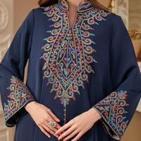FYMNSI Abaya Dress for Women Floral Embroidery Muslim Maxi Robe Eid Prayer Dresses Dubai Clothing Arabian Islamic Kaftan