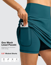 SANTINY 18" Skorts for Women 3 Pockets High Waist Long Athletic Tennis Skirt Golf Skort for Casual Summer Travel