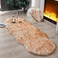 Faux Fur Rug Sheepskin Shag Fluffy Fuzzy White 2x6 ft Runner Rugs for Bedroom Bedside Bed Floor Living Room Plush High-Density Cushion Carpet Super Sofa Cover