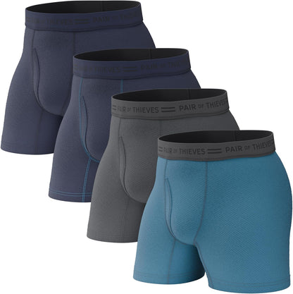 Pair of Thieves Men's Underwear Boxer Briefs - Soft Cotton Boxer Briefs for Men Pack - 4 Pack Tagless Mens Underwear