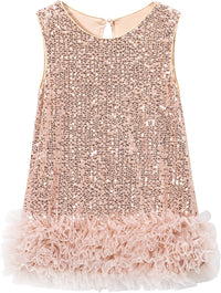 Tutu.kk Toddler Girls Sequin Dress A-Line Sparkly Sleeveless Wedding Gown Party Dresses for Girls