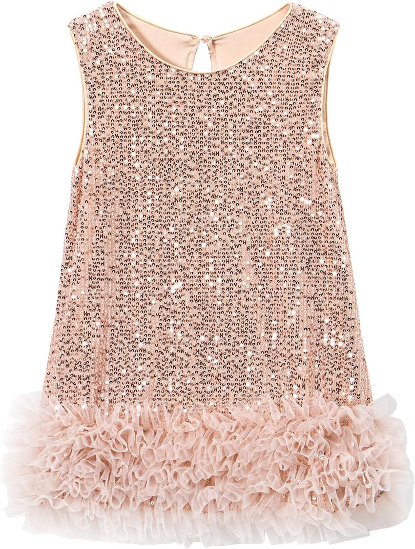 Tutu.kk Toddler Girls Sequin Dress A-Line Sparkly Sleeveless Wedding Gown Party Dresses for Girls