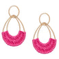 Raffia Hoop Earrings for Women Fun Boho Summer Beach Earrings Lightweight Handmade Straw Wicker Rattan Dangle Earrings Statement Geometric Round Drop Earrings