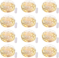 Brightown 12 Pack LED Fairy Lights Battery Operated String Lights - 7ft 20LED Waterproof Silver Wire Firefly Starry Moon Lights for DIY Crafts Wedding Table Centerpieces Party Bedroom Christmas