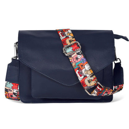 Leather Flapover Crossbody Handbag Purse for Women with Adjustable Strap & Overflap Snap Closure Tote/Bag