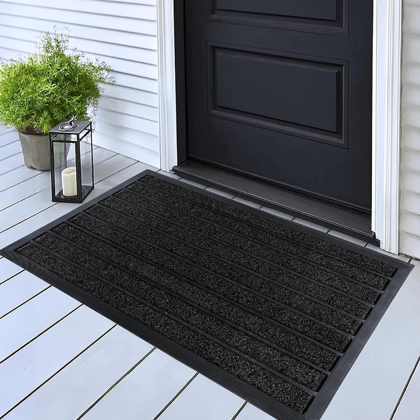 ubdyo Extra Durable Door Mat - Dirt Trapping Outdoor Welcome Mats - Non-Slip Outdoor Indoor Entrance - Low Profile Front Doormat (30" x 17", Bright Brown)