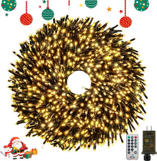 50FT 1000 LED Christmas Cluster Lights, Firecracker String Lights with Remote & 8 Modes & Timer, Waterproof Fairy Twinkle Light Plug in for Indoor Outdoor Party Garden Xmas Tree Decoration, Warm White