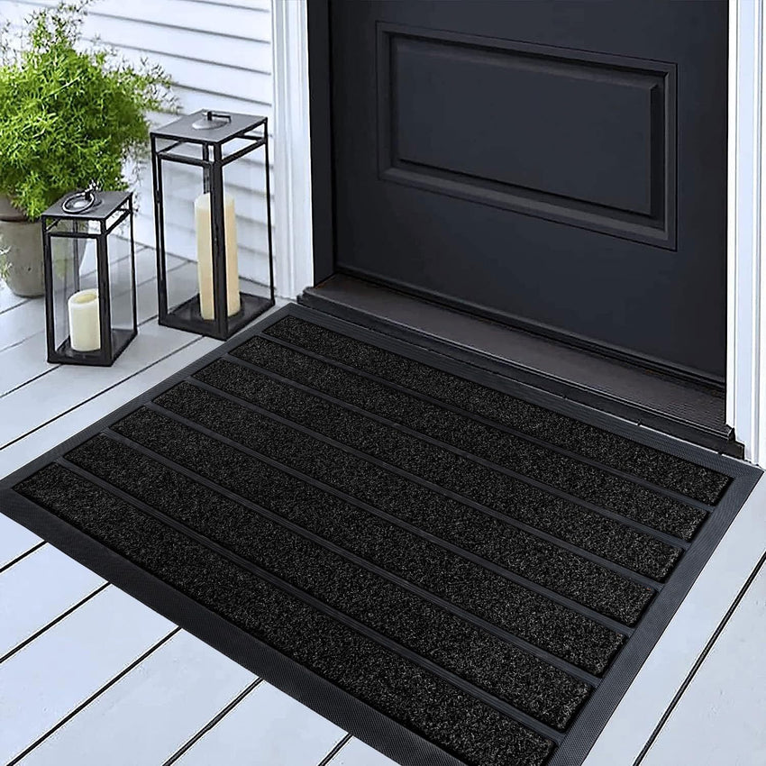 ubdyo Extra Durable Door Mat - Dirt Trapping Outdoor Welcome Mats - Non-Slip Outdoor Indoor Entrance - Low Profile Front Doormat (30" x 17", Bright Brown)
