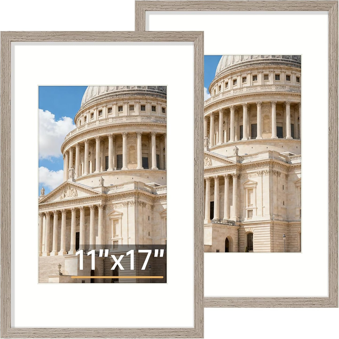 Vittanly 8x10 Picture Frame Set of 2, Solid Wood Frame for Wall or Tabletop, Display Photo 5x7 with Mat or 8x10 without Mat, Natural