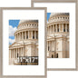 Vittanly 8x10 Picture Frame Set of 2, Solid Wood Frame for Wall or Tabletop, Display Photo 5x7 with Mat or 8x10 without Mat, Natural