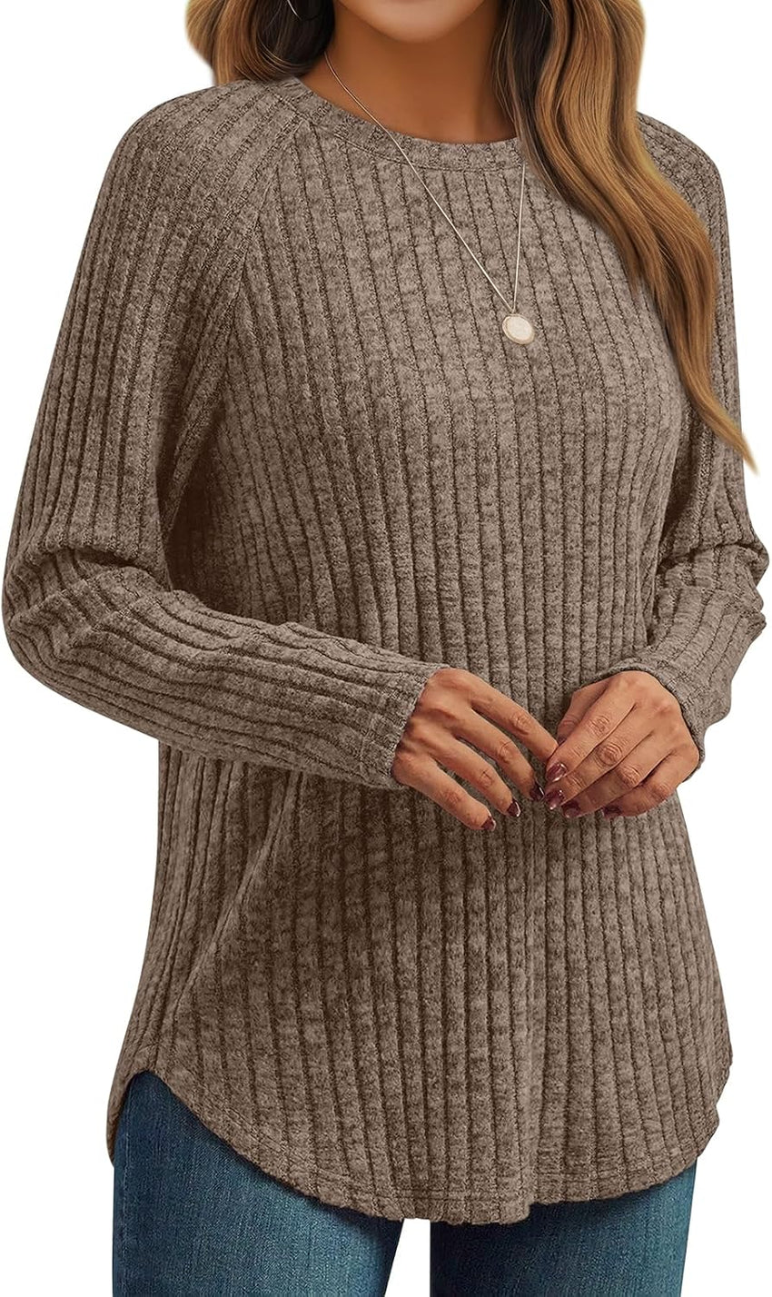 7DAY'S Womens Long Sleeve Shirts Fall Fashion Tops 2025 Crewneck Dressy Sweaters Tunic Winter Clothes Casual Outfits