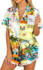 Ekouaer Womens Satin Pajamas Set Button Down 2 Piece Silk Pjs Shorts Set Ruffle Lingerie Notch Collar Sleepwear