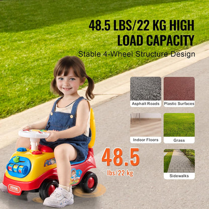 VEVOR Ride On Push Car for Toddlers, Ages 19+ Months, Ride Racer, Sit to Stand Toddler Ride On Toy, Kids Ride On Car with Music Steering, Horn & Under Seat Storage, Ride On Toy for Boys Girls