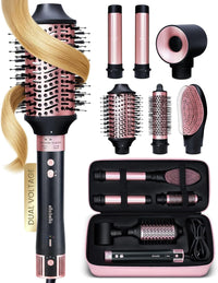 ELLA BELLA® 6 in 1 Professional Hot Air Styler • Powerful Hair Dryer & Straightener Set • Styling Without Heat Damage • Fast Drying Curling Volumizing Straightening • Includes Protective Travel Case