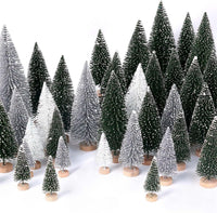 30Pcs Christmas Decorations Mini Christmas Trees, Artificial Christmas Tree Bottle Brush Trees with Wooden Base for Christmas Decor Christmas Party Home Table Craft