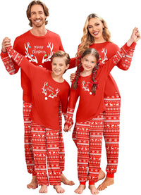 Ekouaer Family Christmas Pajamas Matching Sets Soft Long Sleeve Couple Pjs Xmas Sleepwear Holiday Lounge Set