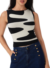 CIDER Sleeveless Knit Tank Top Going Out Y2k Wave Pattern