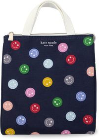 Kate Spade New York, Portable Soft Cooler Lunch Bag with Silver Insulated Interior Lining and Storage Pocket, Joy Dot