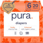 Pura Size 6 Eco-Friendly Diapers (29+ lbs) Hypoallergenic, Soft Organic Cotton, Sustainable, up to 12 Hours Leak Protection, Allergy UK, Recyclable Paper Packaging, 18 Count (Pack of 3) (54 Diapers)