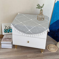 Square Lattice Small Tablecloth Cotton Linen Light Brown Dust-Proof Washable Boho Embroidery Table Cover Rustic Table Cloth for Coffee Party Kitchen Dining Tabletop Decoration 36 x 36 Inch