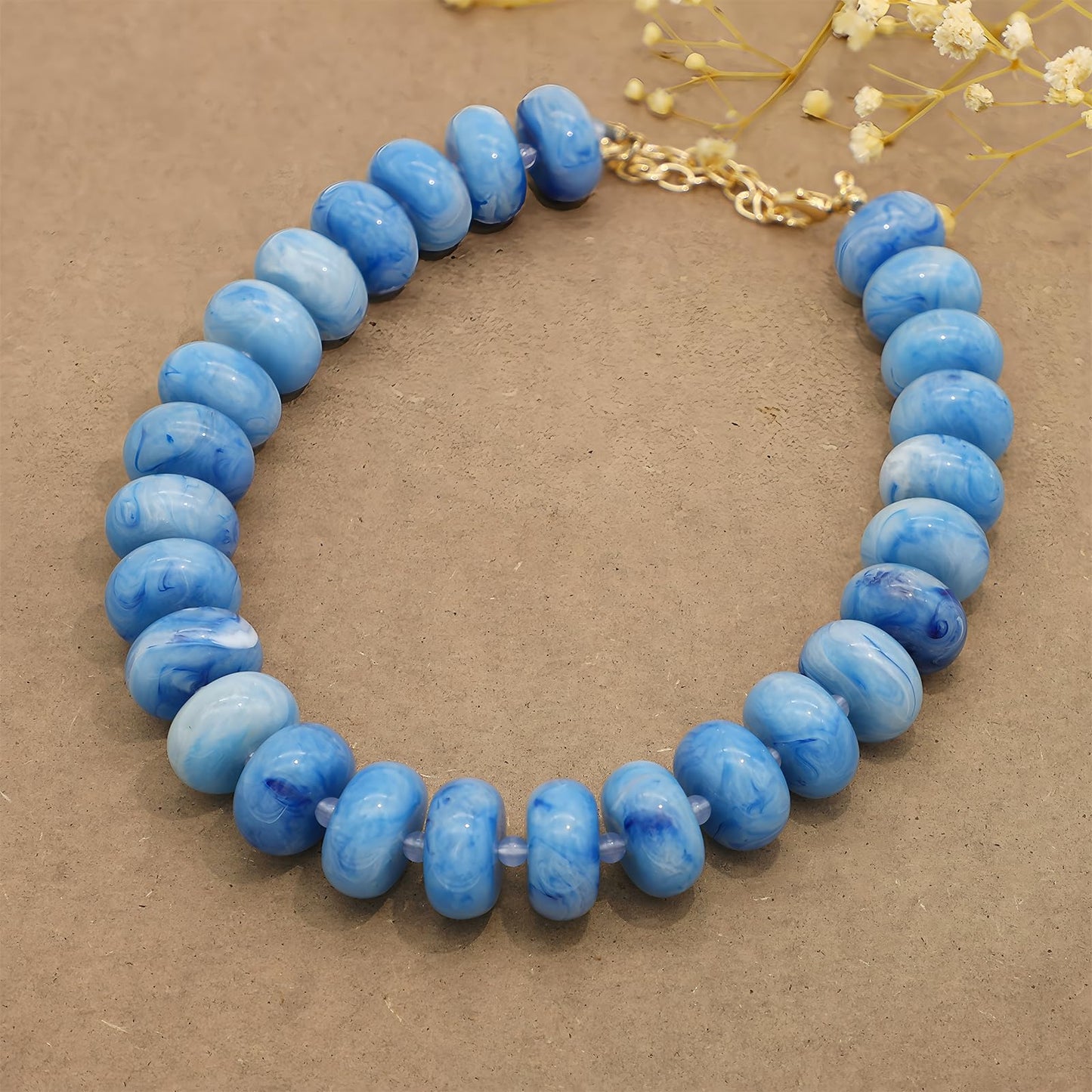 We We Chunky Colorful Beaded Necklace for Women Large Boho Statement Bead Chokers Necklaces Turquoise Blue Big Beads Jewelry Neck Summer Beach