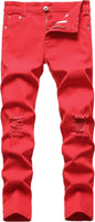 Boy's Skinny Fit Ripped Destroyed Distressed Stretch Slim Jeans Pants