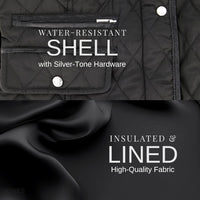 Jones NY Mid-Length Womens Quilted Jacket with Pockets - Winter Coats for Women, Black