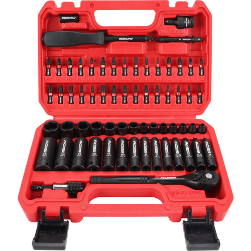 29-Piece 1/2" Drive Impact Socket Set, SAE (3/8 to 1 inch) and Metric (10-24mm) Sizes with Extension Bars Standard Deep Socket Set CR-V Material High Durability Impact Wrench