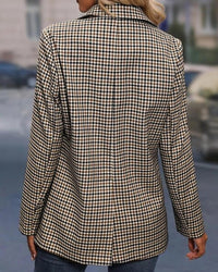 Work Clothes for Women 2023 Work Blazers Jacket for Womens Professional Business Casual Office Attire Winter Interview Outfits for Women Blazer Clothes Jackets for Women Plaid/Coffee-White M