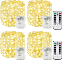 4 Pack 60 LED Fairy Lights Battery Operated with Timer, 20FT Waterproof Twinkle Lights Indoor Outdoor, Cuttable String Lights for Bedroom, Wedding, DIY, Centerpiece, Christmas Decorations (Warm White)