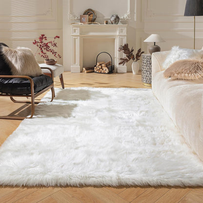 Ashler faux fur rug, Fluffy Shaggy Area Rug Ultra Soft 2 x 3 Feet Sheepskin Fur Rug, Navy Blue Fuzzy Rug Machine Washable Shag Rug, Nursery Decor Throw Rugs for Bedroom, kids room, Living Room