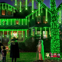 Kwaiffeo Christmas Lights Outdoor, 8 Tubes Meteor Shower Lights LED Snow Falling Icicle Cascading Light for Xmas Tree Wedding Decoration Party, UL Plug, White