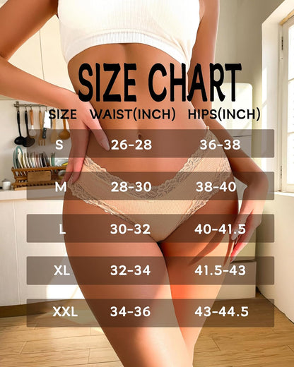Sth Big Womens Cotton Underwear Sexy Lace Brazilian Panties Soft Breathable Cotton Bikini for Ladies 6 Pack