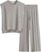 ANRABESS Women 2 Piece Lounge Sets Summer Casual Knit Sweater Vest Pant Set Beach Vacation Airport Clothes 2025 Fall Outfits