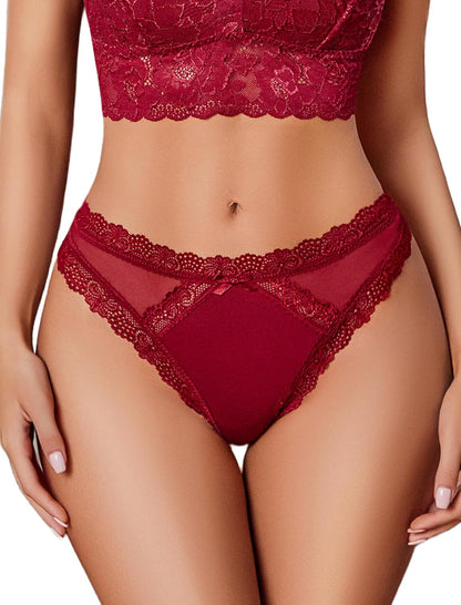 Avidlove Womens Underwear Sexy Lace Panties Low Rise Thong Bikini with Criss Cross Back Breathable Tangas 1-3 Packs