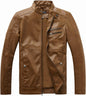 7DAY'S Men's Stand Collar Leather Jacket Motorcycle Lightweight Faux Leather Outwear