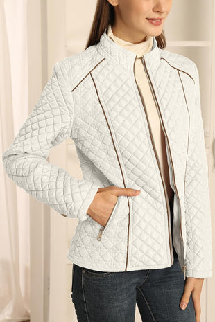 Bellivera Women's Stand Collar Lightweight Quilted Puffer Jacket Padded Zip Coat for Spring and Winter