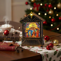 Nativity with Star Musical Lighted Water Creche with Swirling Glitter, Christmas Snow Globe Nativity Manger for Xmas with Music, Holiday Decorations Gifts for Family, Children or Friends