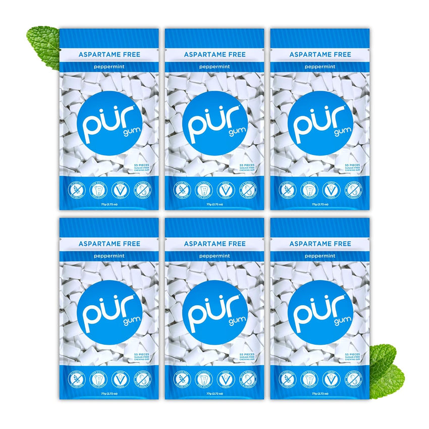 PUR Gum | Aspartame Free Chewing Gum | 100% Xylitol | Natural Spearmint Flavored Gum, 55 Pieces (Pack of 3)