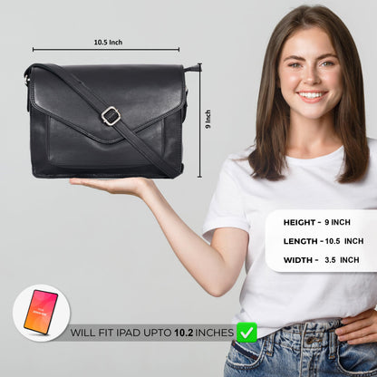 Leather Flapover Crossbody Handbag Purse for Women with Adjustable Strap & Overflap Snap Closure Tote/Bag