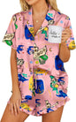 Ekouaer Womens Satin Pajamas Set Button Down 2 Piece Silk Pjs Shorts Set Ruffle Lingerie Notch Collar Sleepwear