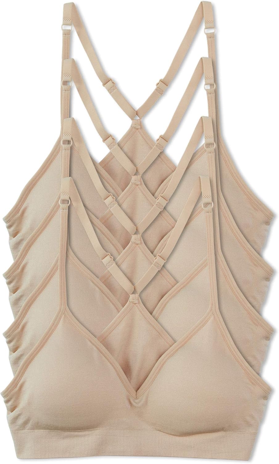Kalon Women’s 4 Pack Racerback Sports Bralette Seamless Wireless Comfort Bra