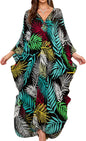 Women Kaftan Dresses Plus Size V-Neck Batwing Sleeves Beach Cover Up 2025 Summer Floral Print Caftan Dress