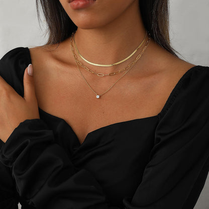 Coshilta Layered Gold Necklaces for Women, 14K Plated Gold Sterling Silver Plated Dainty Pendant Necklace Set with Cubic Zirconia,Stackable Chain Choker,Trendy Personalized Jewelry Gift Non Tarnish
