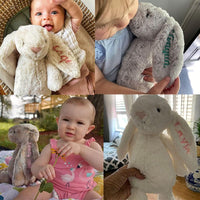 Plush Rabbit Embroidered with Child's Name Handmade Customized Plush Toys Children's First Companion Toys, Children's Welcome Baby Party, Birthday, Easter, Christmas, Thanksgiving Gifts