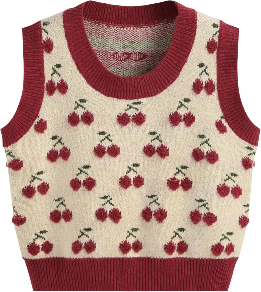 CIDER Sweater Vest Women Sleeveless Cropped Sweaters Cute Graphic Tank Tops Old Money Clothes Fall Outfits