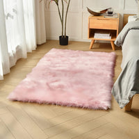 duduta Navy Blue Faux Sheepskin Throw Rug 2x3 ft, Fluffy Shag Fur Chair Cover Small Bedside Dorm Rug Non Slip Machine Washable