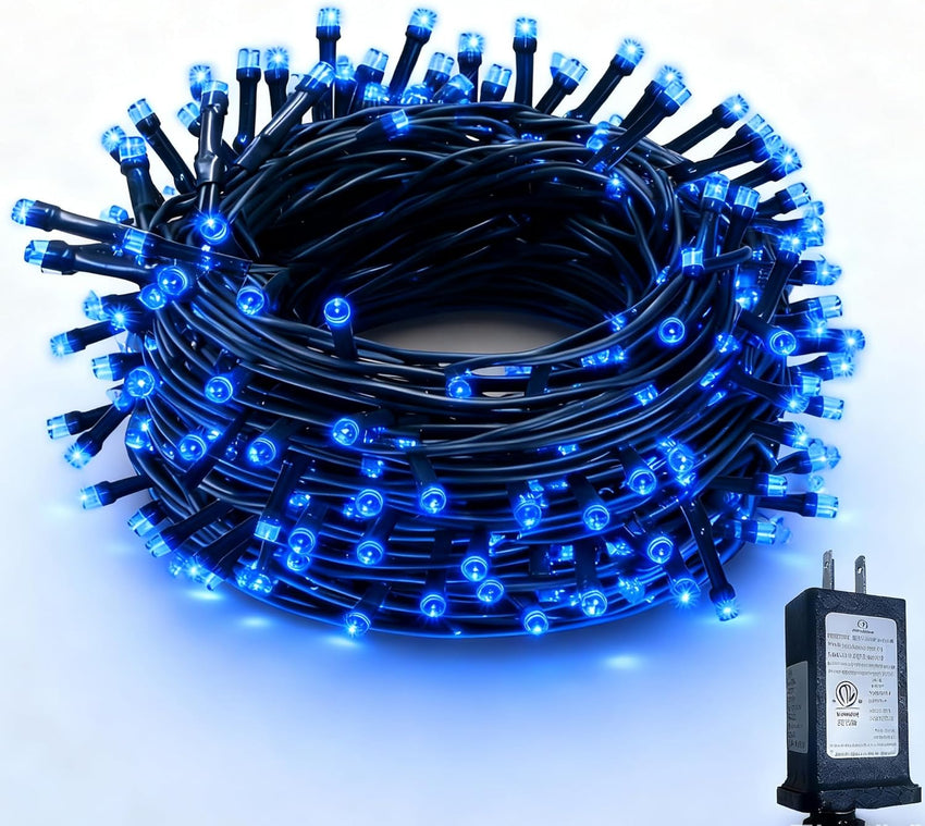 RPGT Christmas Light 1000 LEDs 336ft Green Cable Wire Fairy String Tree Twinkle Lights Plug in 12 Modes for, Outdoor, Garden, Wedding, Christmas Party, Home Decoration (Warm White)