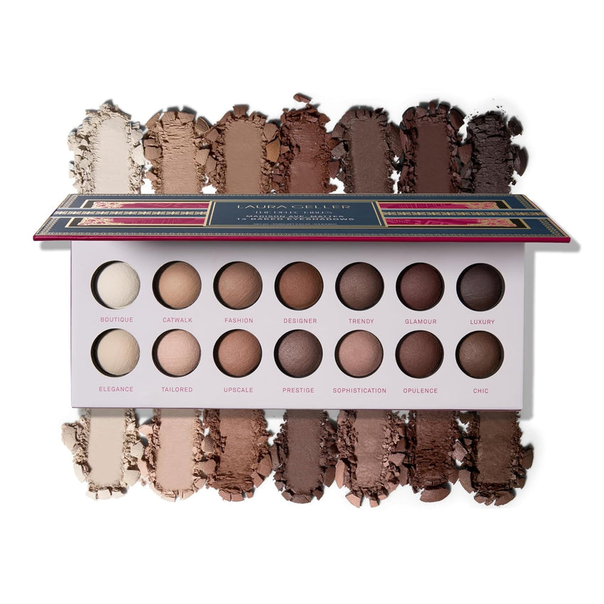 LAURA GELLER NEW YORK The Delectables Soho Shimmers Eyeshadow Palette - Includes 14 Shimmer-Finish Baked Eyeshadows in Stunning Neutral Shades - Long-Lasting High-Shine Eyeshadows for Everyday