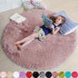 Amdrebio Light Pink Round Rug 4Ft for Girls Bedroom, Fluffy Circle Area Rugs for Kids Room Decor Aesthetic, Cute Shag Fuzzy Carpet for Nursery, Preppy Dorm, Classroom, Playroom, Teen, Baby, Washable